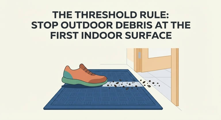 The Threshold Rule Stop Outdoor Debris at the First Indoor Surface