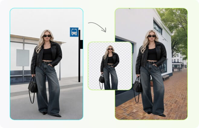 Background replacement example from Designkit's website.