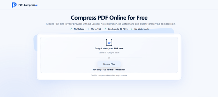 How to Compress Large PDF Files With PDF-Compress.ai Without Uploading Them to a Server