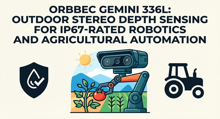 Orbbec Gemini 336L outdoor stereo depth sensing for IP67-rated robotics and agricultural automation