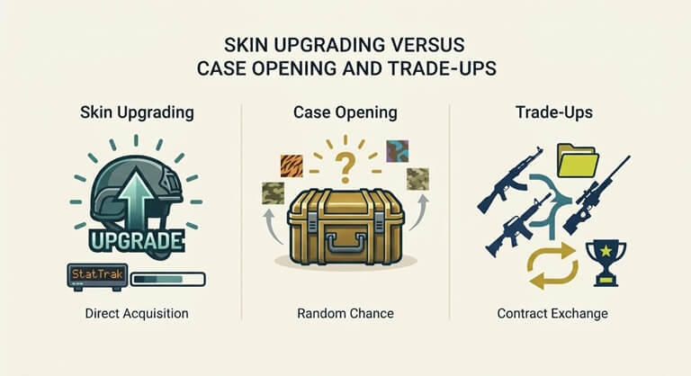 Skin Upgrading Versus Case Opening And Trade-Ups